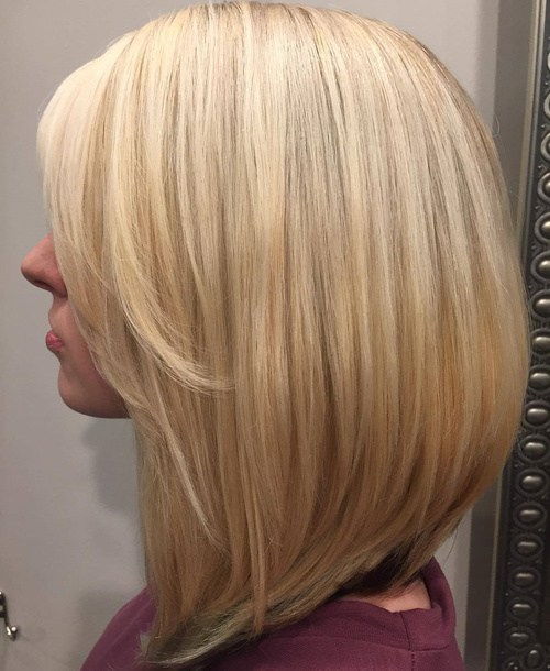 Lung Blonde Bob With Side Bangs