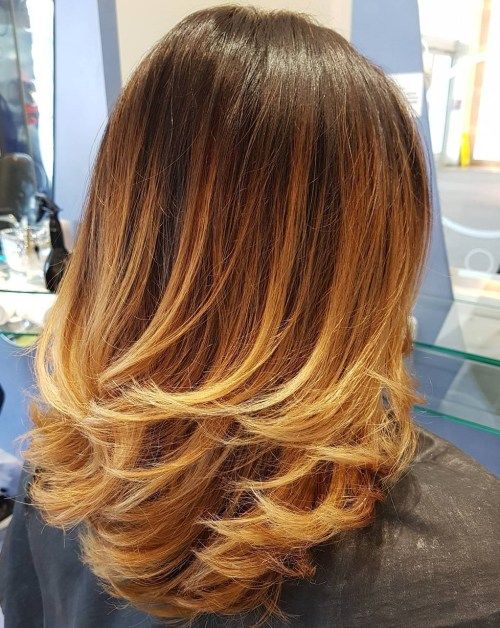 Mediu Red To Blonde Ombre Layers