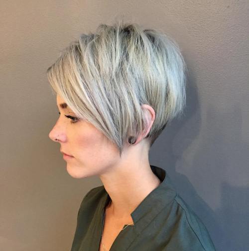 Edgy Ash Blonde Layered Pixie