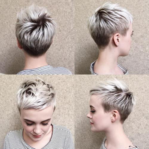 Blond Pixie with Short Angled Layers
