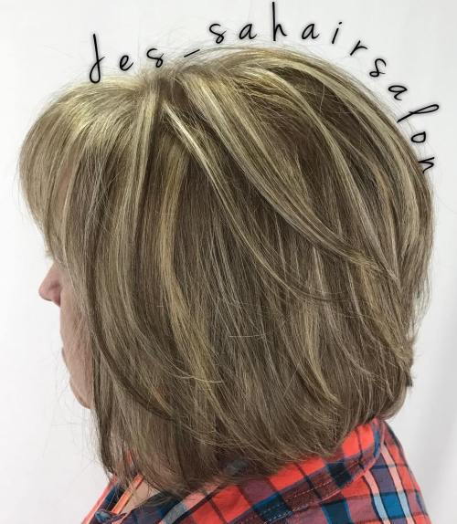 Layered Bronde Bob For Women Over 50