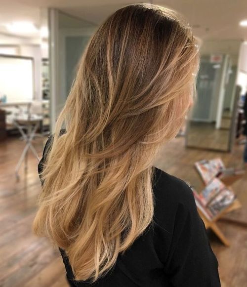 Lung Layered Hair With Brown Blonde Ombre