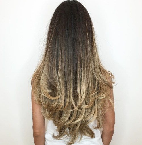 Suplimentar Long Balayage Hairstyle With Layered Ends