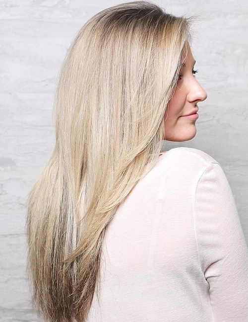 Lung Straight Blonde Hairstyle
