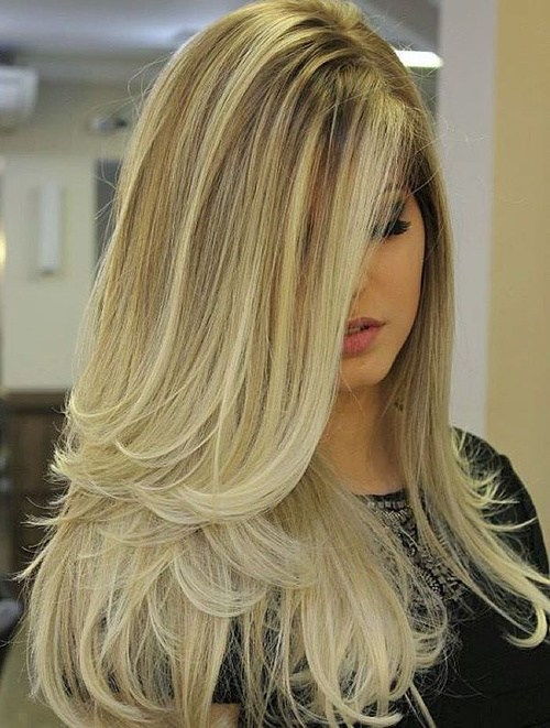 Lung Blonde Ombre Blowout Hairstyle