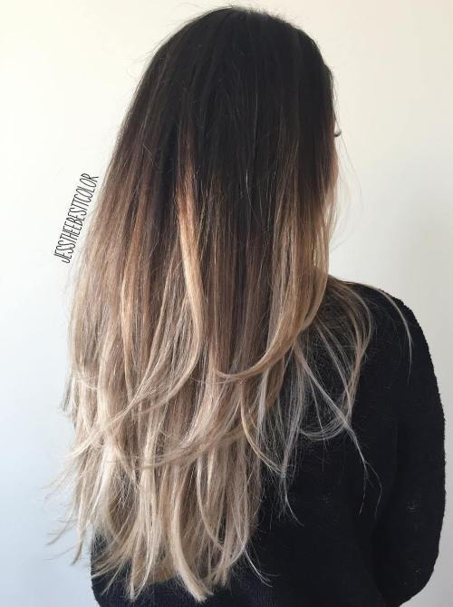 Črna To Ash Blonde Ombre Hair