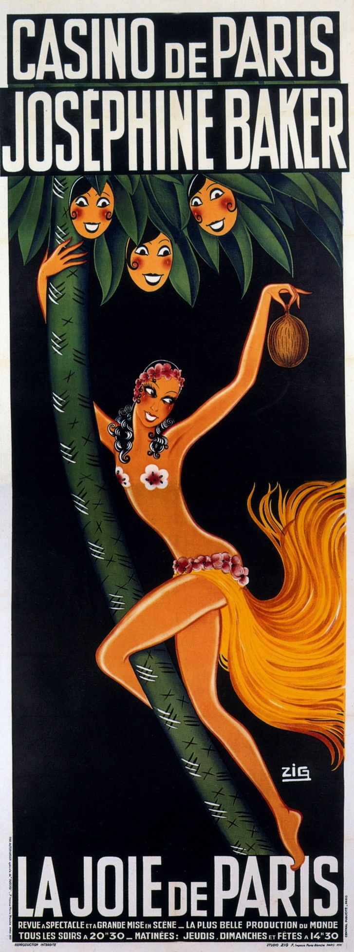 Affisch by Zig for show La joie de Paris with Josephine Baker 1930