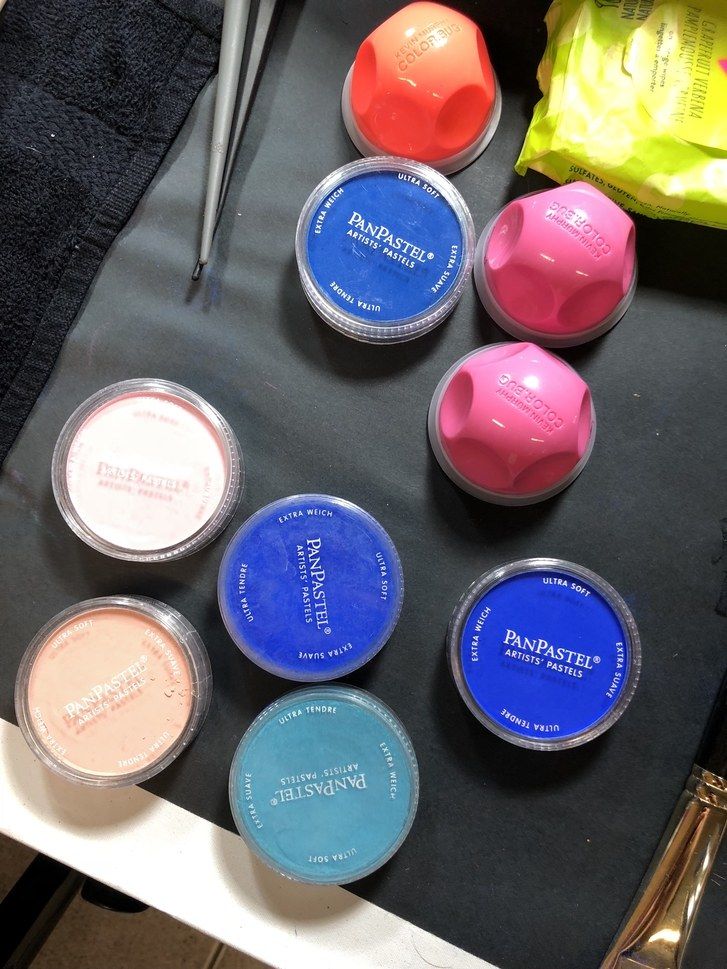 PanPastels at hair colorist Lena Ott's station backstage at the Sies Marjan fall 2023 show 