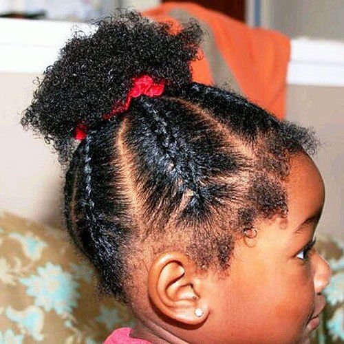 čierna little girl's braided hairstyle for short hair