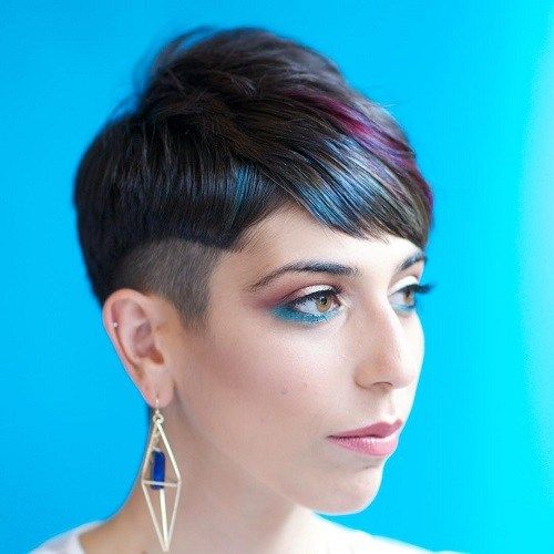 Pixie With Temple Undercut And Highlights