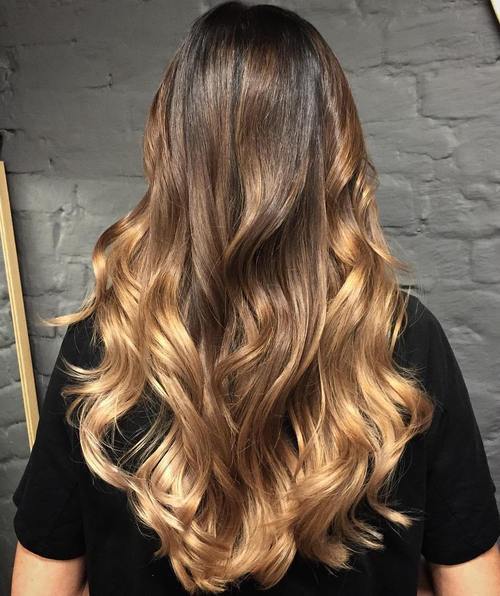 браон to blonde long ombre hair