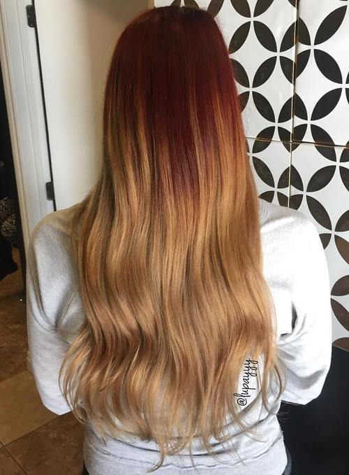црвена to caramel ombre