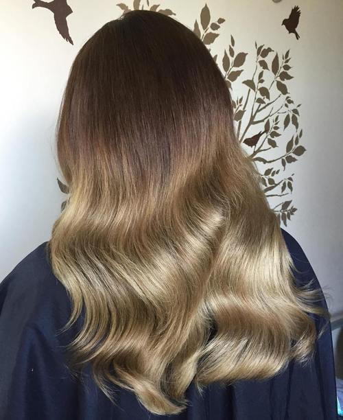 тамно brown to dark blonde ombre