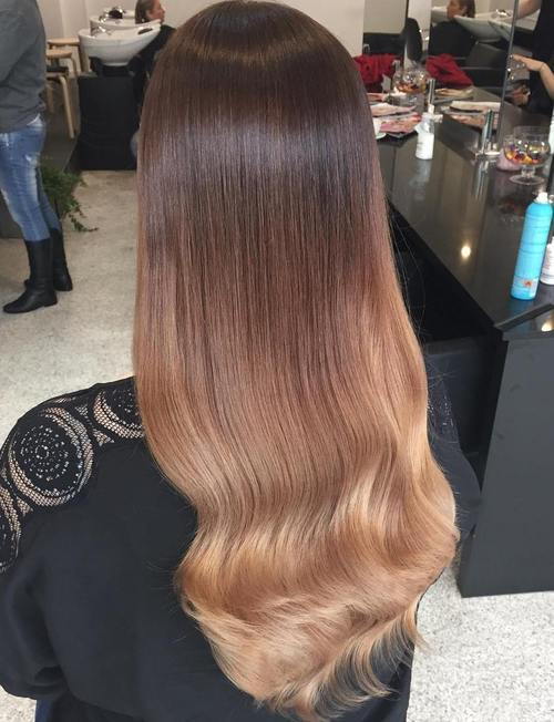 тамно brown to caramel ombre