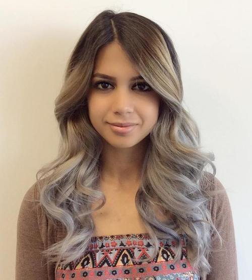 тамно brown to ash blonde ombre