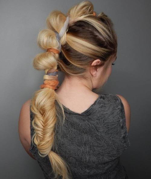 Mohawk Updo With A Low Fishtail