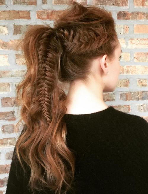 chaotický Wavy Long Ponytail With Fishtail