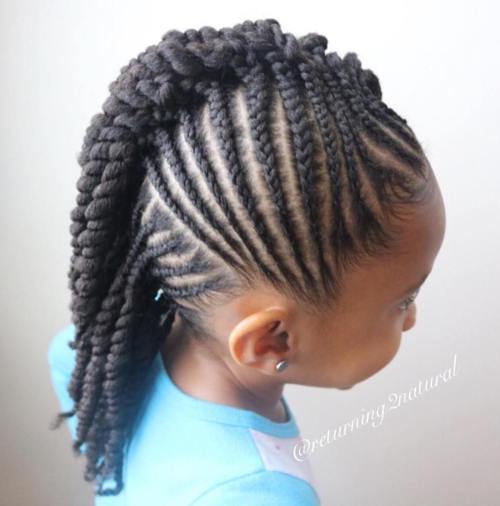 flickor Mohawk With Cornrows And Twists