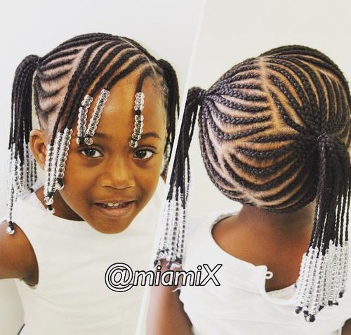 svart braided ponytail hairstyle for girls