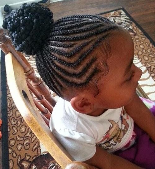 svart girls braided bun hairstyle