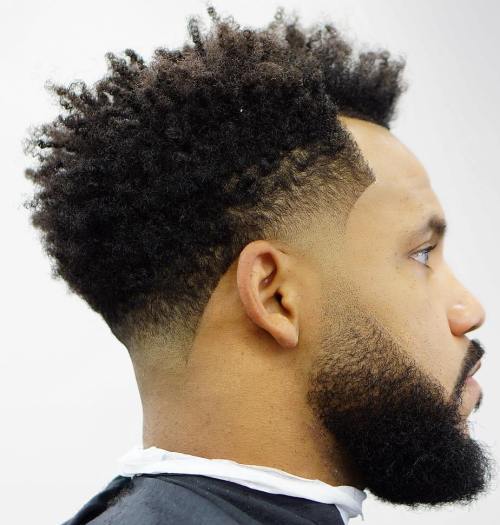 Afro With Line Up And Low Fade