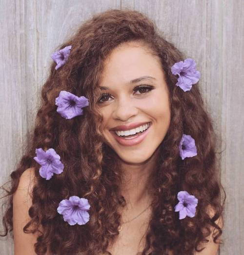 Auburn Curls With Flowers