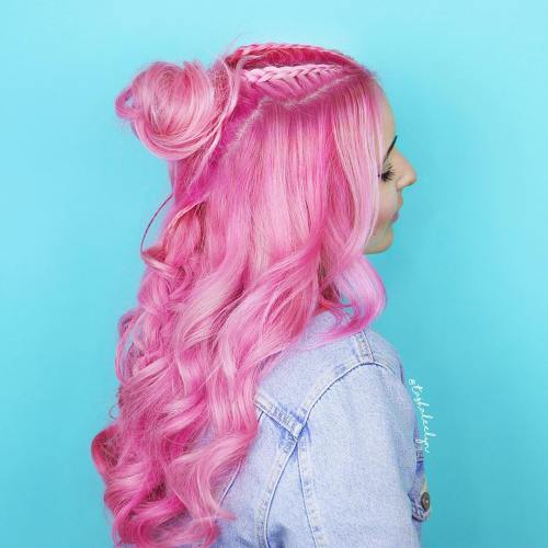 Ružová Curly Wig