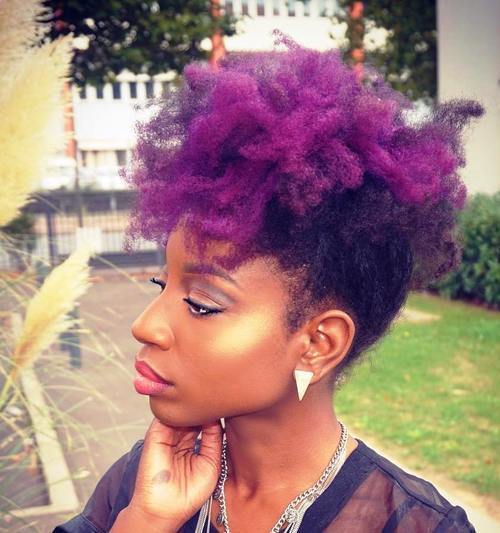 природно hair purple mohawk updo