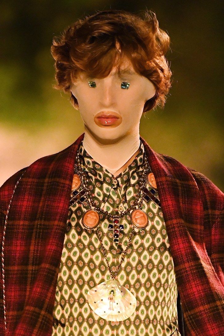 Gucci Cruise 2023 model wearing a death mask