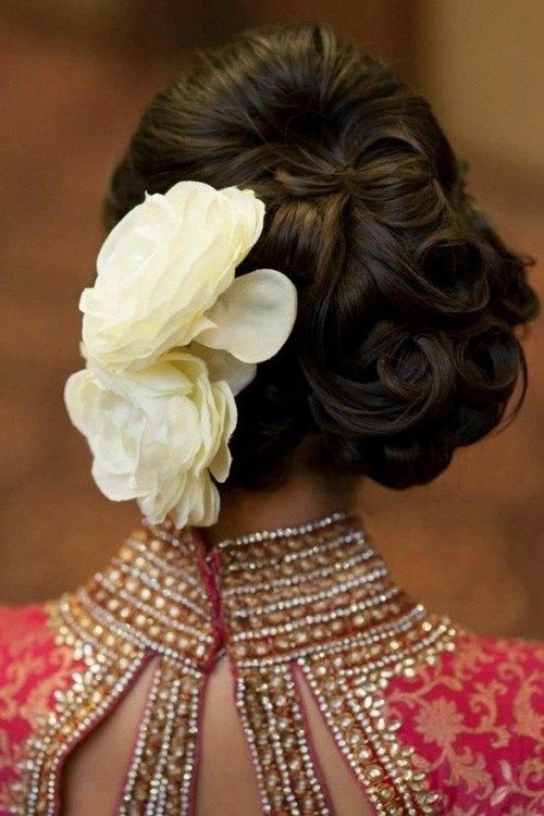 updo with flowers for Indian wedding