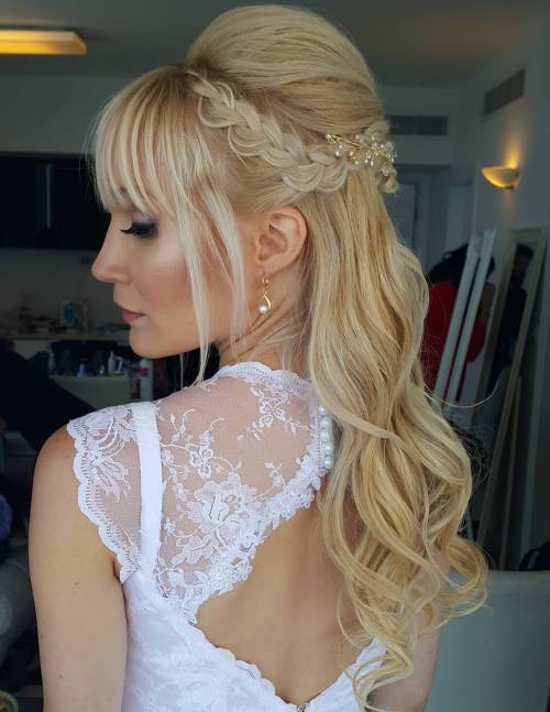 svadobné Half Updo With Braid And Bouffant