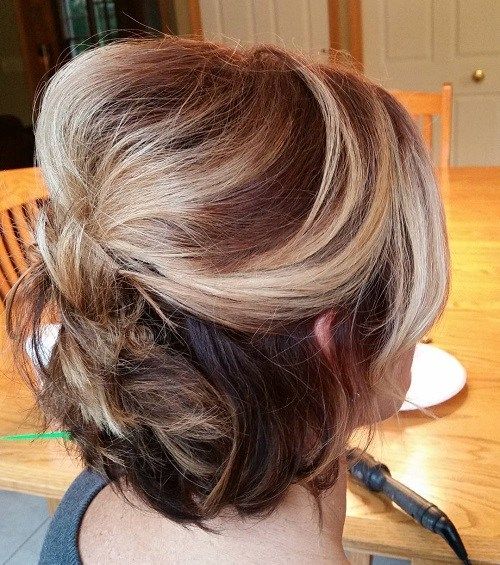 halv updo with a bouffant for shorter hair