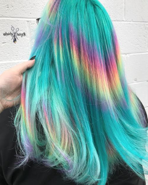 Modrozelený Hair with Tie Dye