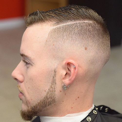mic de statura fade with shaved side part