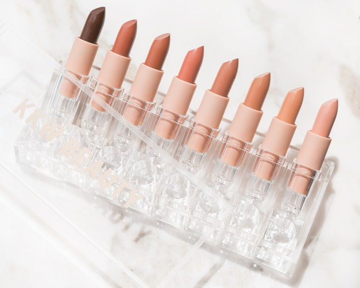 KKW beauty créme lipsticks in shades nude 1, nude 2, nude 3, nude 4, nude 5, nude 6, nude 7, and nude 8