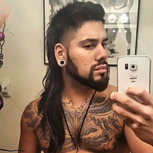 Mullet with shaved temples for long hair