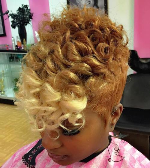 african American Blonde Curly Pixie