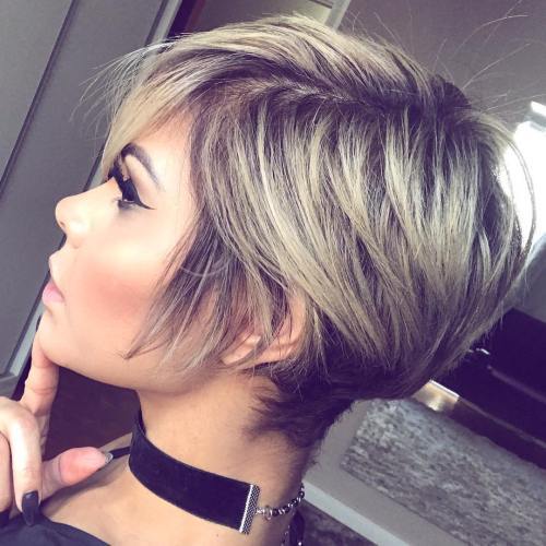 Lung Blonde Pixie With Black Roots