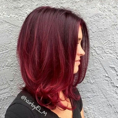 červená ombre hair color