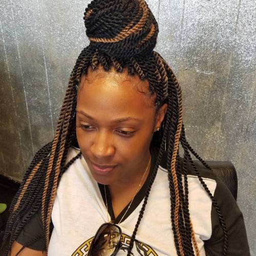 Polovica Up Bun For Senegalese Twists