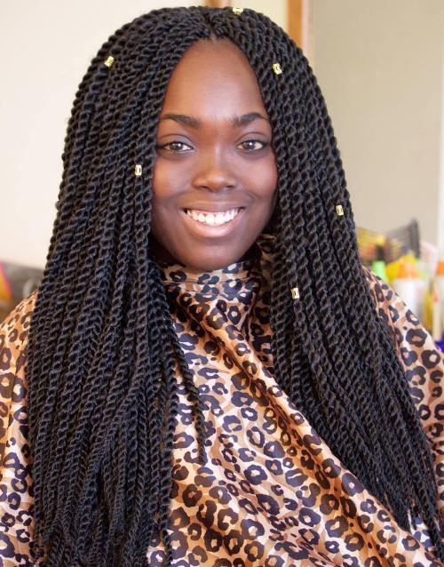 Side-Parted Long Senegalese Twists