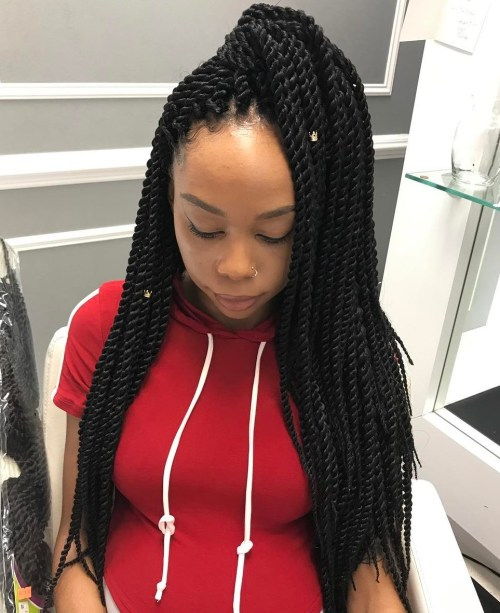 Ponytail Half Updo For Senegalese Twists