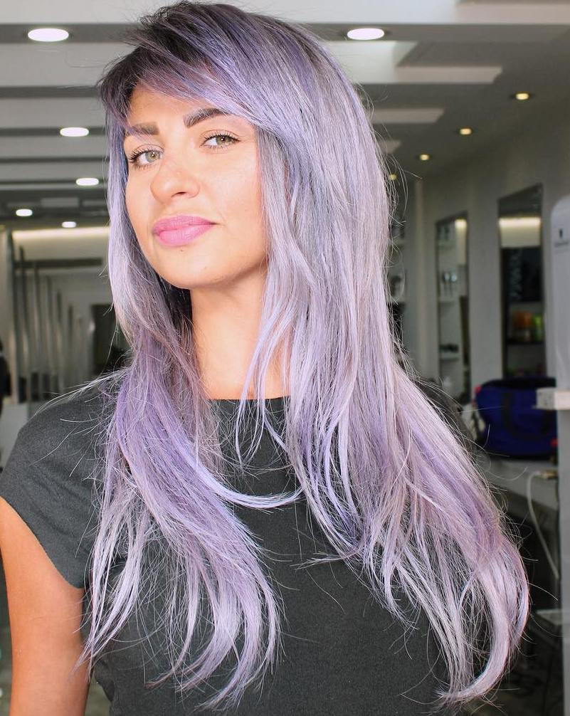 Lång Pastel Purple Hairstyle
