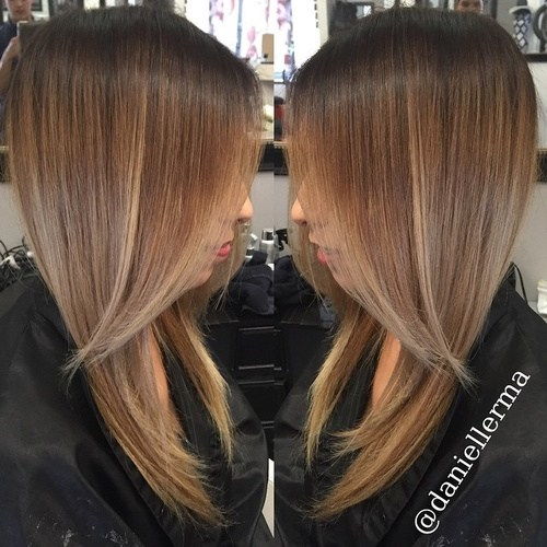 hnedý blonde hair with ombre highlights