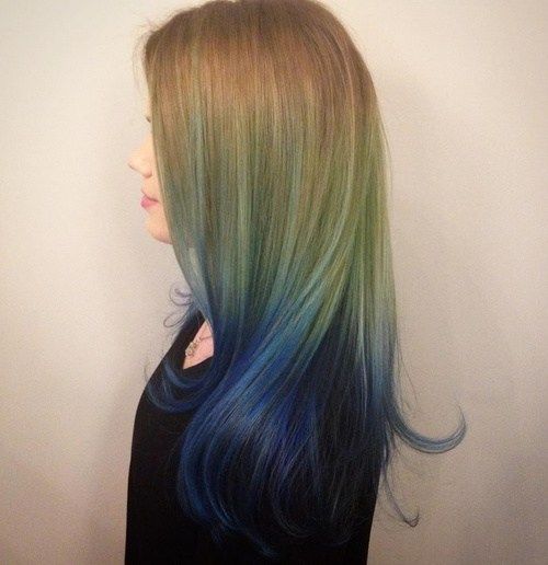 светло brown into blue ombre