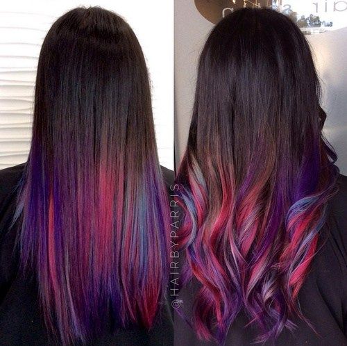 розе blue and purple ombre highlights