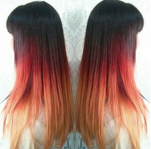 červená and blonde ombre for straight black hair