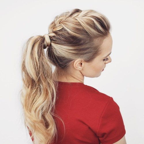Mohawk Braid And Ponytail Hairstyle