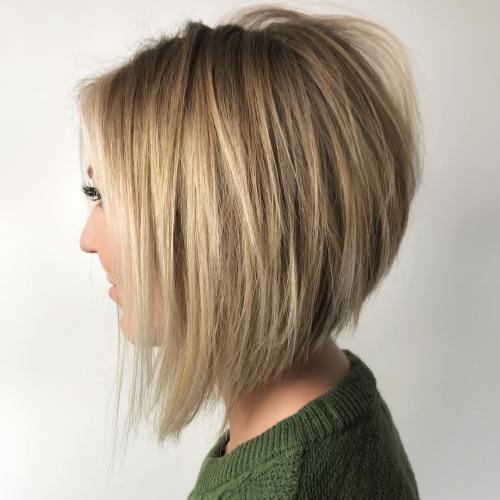 Stripig Stacked Bob For Straight Hair