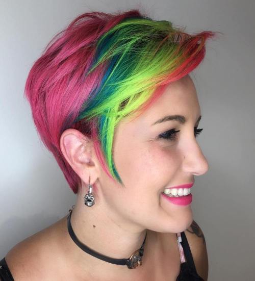 Edgy Multi Colored Pixie Cut